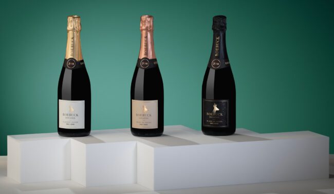 The Roebcuk estate trio - 3 bottles of Roebuck sparkling wines - Classic Cuvee, Rose De Noirs and Blanc De Noirs.